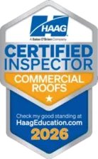Haag Certified Inspector badge for commercial roofs